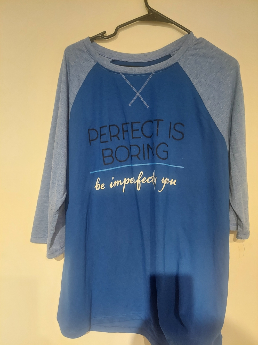 Blue Athletic Tee "Perfect Is Boring"